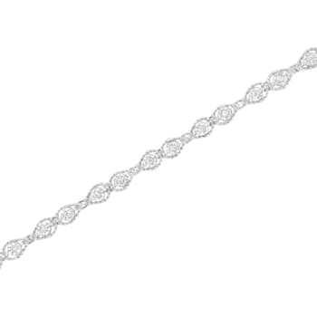 Sterling Silver .50ctw Miracle-Set Diamond Pear Shaped Link Bracelet