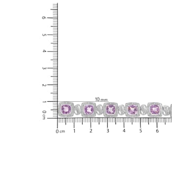 .925 Sterling Silver 7x7 mm Cushion Cut Amethyst and 1/10ctw Round
Diamond Tennis Bracelet
