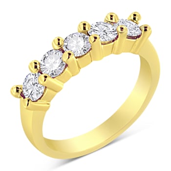 14K Yellow Gold Over Sterling Silver 1.0ctw Diamond 5 Stone Ring (J-K
Color, I1-I2 Clarity)