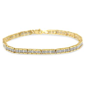 10K Yellow Gold Over Sterling Silver 1.0ctw Diamond Square Hybrid Link
7" Tennis Bracelet
