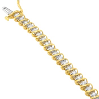 18K Yellow Gold 3.0ctw Round Cut Diamond Tennis Bracelet