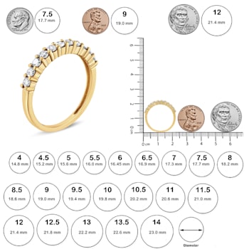 10K Yellow Gold IGI Certified 1/2ctw Diamond Band Ring (J-K Color, I1-I2 Clarity)