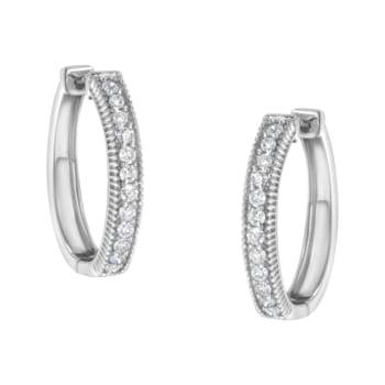 10K White Gold Diamond Hoop Earring 1.0ctw