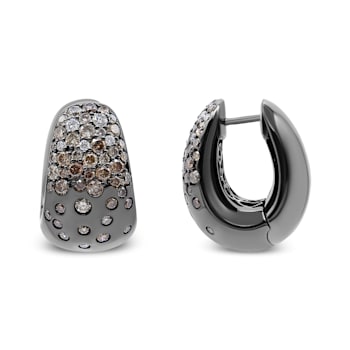 Black Rhodium over 18K White Gold 2 1/4ctw Prong and Bezel Set White and
Brown Diamond Hoop Earrings