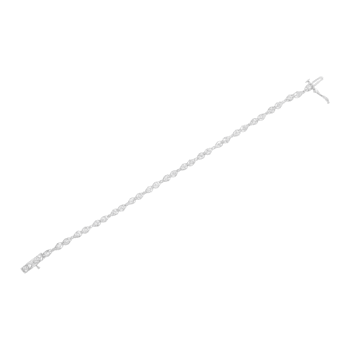 Sterling Silver .50ctw Miracle-Set Diamond Pear Shaped Link Bracelet
