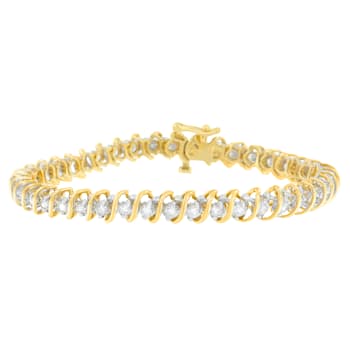 18K Yellow Gold 3.0ctw Round Cut Diamond Tennis Bracelet