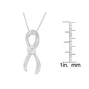 Sterling Silver 1/10ctw Diamond Ribbon Pendant w\chain (H-I, I1-I2)