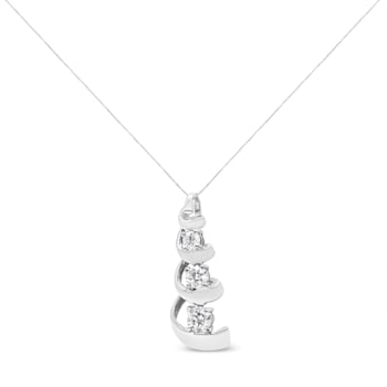 Sterling Silver Espira 1/4ctw Diamond Swirl Shape Pendant w\chain (I-J, I2-I3)