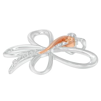 Diamond-Accented Dragonfly Rhodium Over Sterling Silver with 10K Rose
Gold Pendant with Chain