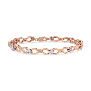 0.50ctw Diamond Infinity 10K Rose Gold Over Sterling Silver Tennis Bracelet