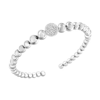 Sterling Silver 1/6 Carat TDW Diamond Ball Bead Bangle Bracelet (I-J,
I2-I3) - 7"