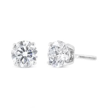 14K White Gold 1 1/2ctw Lab Grown Diamond Solitaire Stud Earrings with Screwbacks
