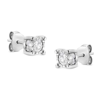 Sterling Silver 1.0ctw Round Brilliant-Cut Diamond Miracle-Set Solitaire
Stud Earrings