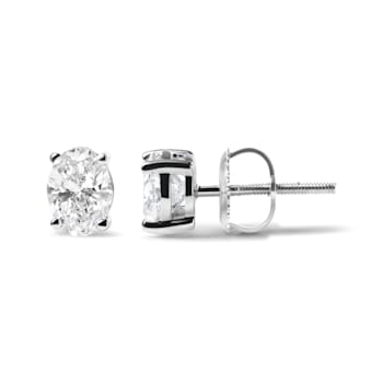 14K White Gold 3/4ctw Oval Lab Grown Diamond Solitaire Stud Earrings
(F-G Color, VS1-VS2 Clarity)