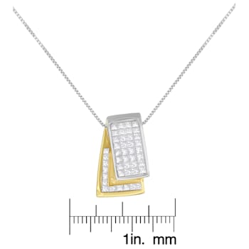 14K Two-tone Gold 1.0ctw Princess Diamond Foldover Box Pendant
w\chain(H-I Color, SI2-I1 Clarity)
