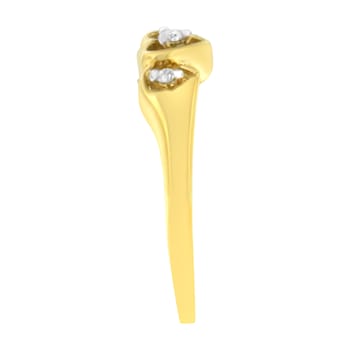 10KT Yellow Gold 1/20 cttw Diamond Triple Heart Diamond Ring (K-L,
I1-I2) - Size 7