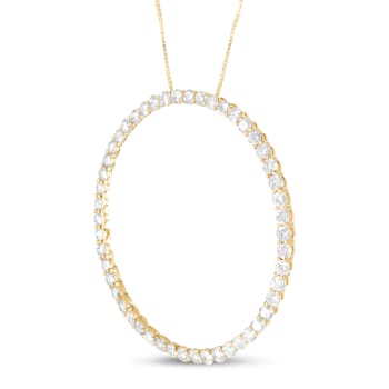 10K Yellow Gold Over Sterling Silver 4ctw Diamond Circle Hoop Necklace
(J-K Color, I1-I2 Clarity)