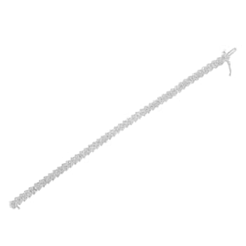 Sterling Silver 1.0ctw Chevron 2 Stone Arrow Link Tennis Bracelet