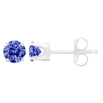 0.20ctw Brilliant-Cut Blue Diamond Classic Sterling Silver Stud Earrings