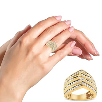 1.50ctw Champagne Diamond 10K Yellow Gold Over Sterling Silver Band