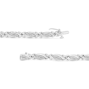 Sterling Silver 1.00 Cttw Round Diamond X-Link Bracelet (I-J Color,
I2-I3 Clarity) - Size 7"