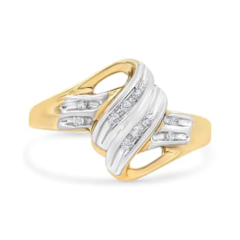 10K Yellow and White Gold 1/15ctw Round Diamond Bypass Ring (I2 Color,
I-J Clarity) - Size 7