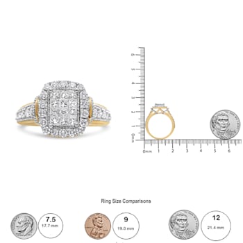 1.00ctw Round and Baguette Diamond 14K Yellow and White Gold Halo Ring