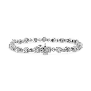 1.00ctw White Diamond Swirl Sterling Silver Tennis Bracelet