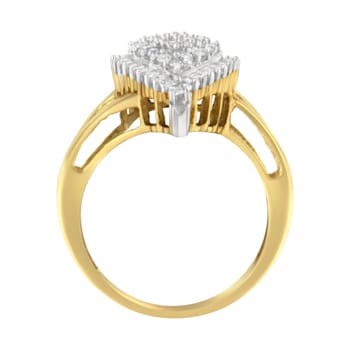 10K Yellow Gold 1/2ctw Round and Baguette Diamond Pear Ring (I-J Color,
I1-I2 Clarity) - Size 7