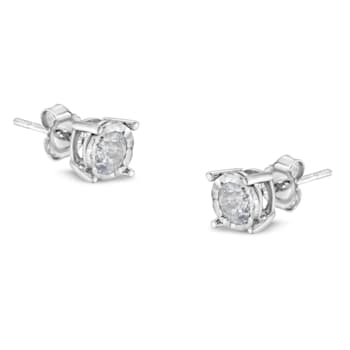 Sterling Silver 1/2ctw Near Colorless Round Brilliant-Cut Diamond
Miracle-Set Stud Earrings