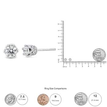 0.50ctw Round Diamond 14K White Gold Crown Stud Earrings