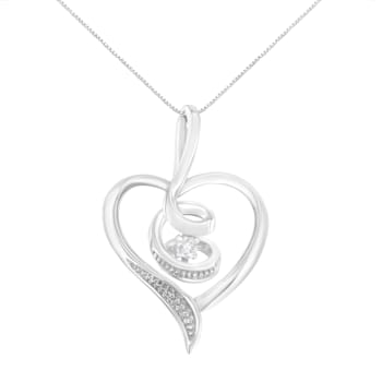 Diamond-Accented Swirl Open Heart 10K Gold Pendant Necklace with
18" Chain