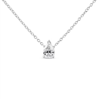 14K White Gold 1/10ctw Pear Shape Lab Grown Diamond Solitaire Necklace
(F-G Color, VS2-SI1 Clarity)