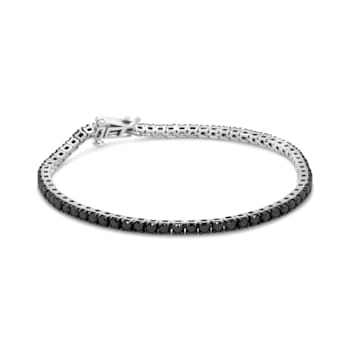 Sterling Silver 4.0ctw 4-Prong Set Treated Black Round Diamond Classic
Tennis Bracelet