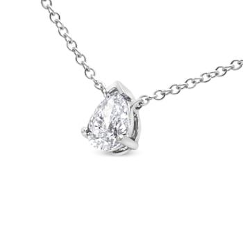 14K White Gold .50ctw AGS Certified Diamond Pear Necklace (H-I Color,
VS2-SI1 Clarity)