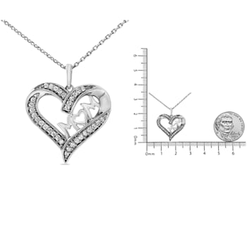 Sterling Silver 1/4ctw Diamond Engraved Mom in Heart Pendant
w\chain(I-J, I3)