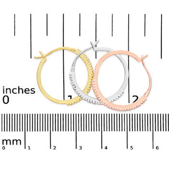 14K Tri-Toned Gold 1/3 Cttw Diamond Triple Hoop Earrings (I-J Color,
I2-I3 Clarity) - 22 MM