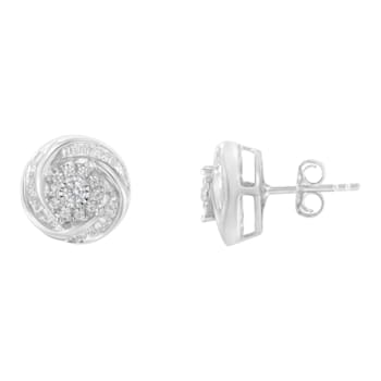 Sterling Silver .75ctw Mixed Diamond Love Knot Stud Earring (I-J Color,
I2-I3 Clarity)