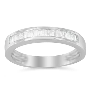 Sterling Silver 1/3ctw Baguette Cut Diamond Channel Set Wedding Ring
(H-I Color, I1-I2 Clarity)