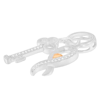 10K Gold Over Sterling Silver Two-Tone 1/6ctw Diamond Symbol Key Pendant w\chain