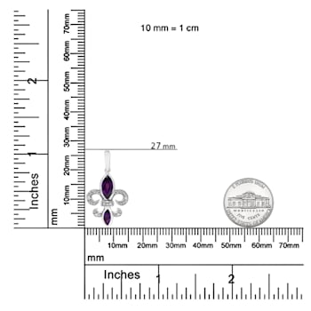 .925 Sterling Silver Marquise Cut Amethyst and Diamond Accent Fleur De
Lis Dangle Stud Earrings