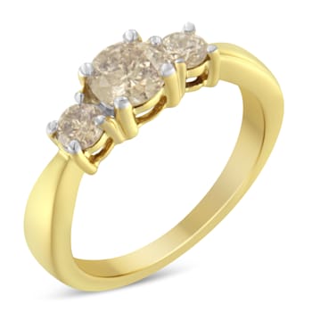 10K Yellow Gold Three Stone Diamond Band Ring (1.00 cttw, J-K Color,
I2-I3 Clarity)