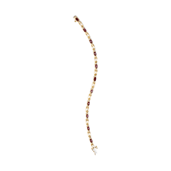 10K Yellow Gold Ruby and 1/10ctw Diamond Bar Prong Set Bracelet (H-I
Color, SI1-SI2 Clarity)