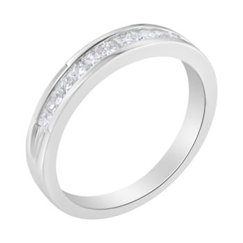 Sterling Silver 1/2ctw Princess-Cut Diamond Channel-Set Ring (H-I Color,
I2 Clarity)