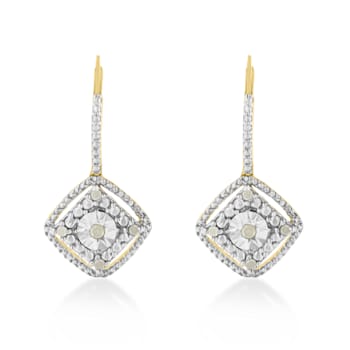 Sterling Silver Rose Diamond Dangle Earring .25ctw