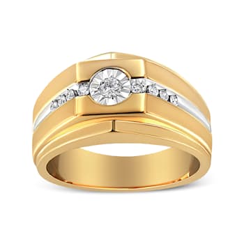 0.20ctw Diamond 14K Yellow Gold Over Sterling Silver Men's Band