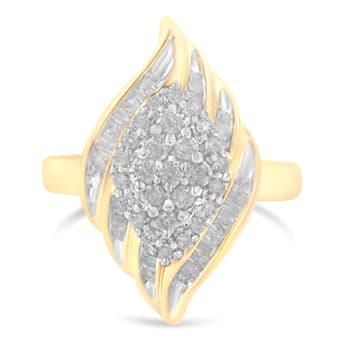 10K Yellow Gold Diamond Cocktail Ring (3/4 Cttw, I-J Color, I2-I3 Clarity)
