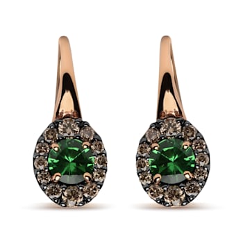 18K Two-Tone Gold Round Tsavorite and Round Brown Diamonds Halo Drop
Hoop Earrings
