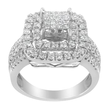 14K White Gold Diamond Cocktail Ring (1 1/2 cttw, H-I Color, SI2-I1 Clarity)