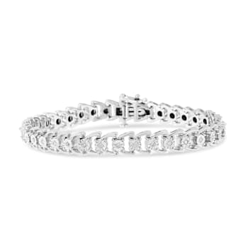 Sterling Silver .25ctw Miracle Set Round Diamond Open Linked Line Bracelet